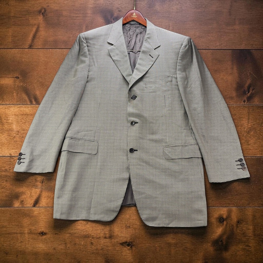 Canali Made in Italy 44L Silk Wool Houndstooth Sport Coat 3 Button Boyds Blazer